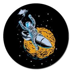 Astronaut Planet Space Science Magnet 5  (round) by Wegoenart