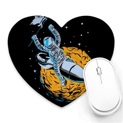 Astronaut Planet Space Science Heart Mousepads by Wegoenart