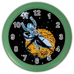 Astronaut Planet Space Science Color Wall Clock by Wegoenart