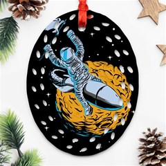 Astronaut Planet Space Science Ornament (oval Filigree) by Wegoenart