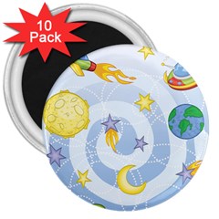 Science Fiction Outer Space 3  Magnets (10 Pack)  by Wegoenart