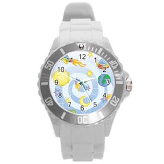 Science Fiction Outer Space Round Plastic Sport Watch (l) by Wegoenart