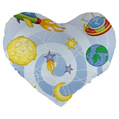 Science Fiction Outer Space Large 19  Premium Heart Shape Cushions by Wegoenart