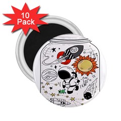 Astronaut Drawing Planet 2 25  Magnets (10 Pack) 