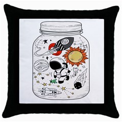 Astronaut Drawing Planet Throw Pillow Case (black) by Wegoenart