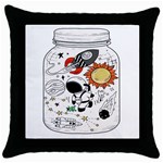 Astronaut Drawing Planet Throw Pillow Case (Black) Front