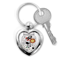 Astronaut Drawing Planet Key Chain (heart) by Wegoenart