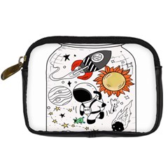 Astronaut Drawing Planet Digital Camera Leather Case by Wegoenart