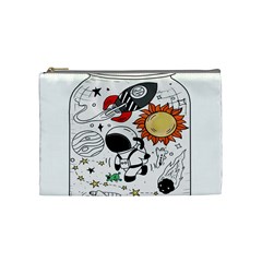 Astronaut Drawing Planet Cosmetic Bag (medium) by Wegoenart