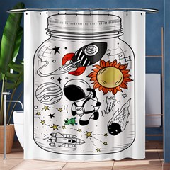 Astronaut Drawing Planet Shower Curtain 60  X 72  (medium)  by Wegoenart