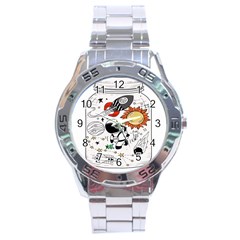 Astronaut Drawing Planet Stainless Steel Analogue Watch by Wegoenart