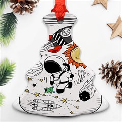 Astronaut Drawing Planet Christmas Tree Ornament (two Sides) by Wegoenart