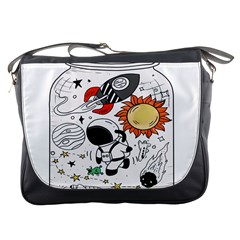 Astronaut Drawing Planet Messenger Bag by Wegoenart