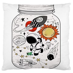 Astronaut Drawing Planet Large Cushion Case (one Side) by Wegoenart