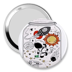 Astronaut Drawing Planet 3  Handbag Mirrors by Wegoenart