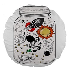 Astronaut Drawing Planet Large 18  Premium Flano Round Cushions by Wegoenart