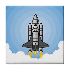 Rocket Shuttle Spaceship Science Tile Coaster by Wegoenart