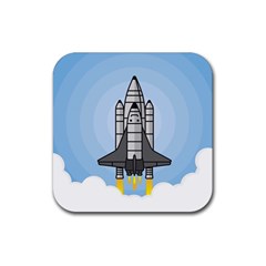 Rocket Shuttle Spaceship Science Rubber Coaster (square)  by Wegoenart