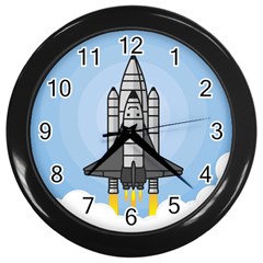 Rocket Shuttle Spaceship Science Wall Clock (black) by Wegoenart