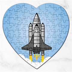 Rocket Shuttle Spaceship Science Jigsaw Puzzle (heart) by Wegoenart