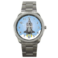 Rocket Shuttle Spaceship Science Sport Metal Watch by Wegoenart