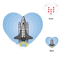 Rocket Shuttle Spaceship Science Playing Cards Single Design (heart) by Wegoenart