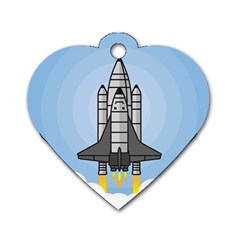 Rocket Shuttle Spaceship Science Dog Tag Heart (one Side)