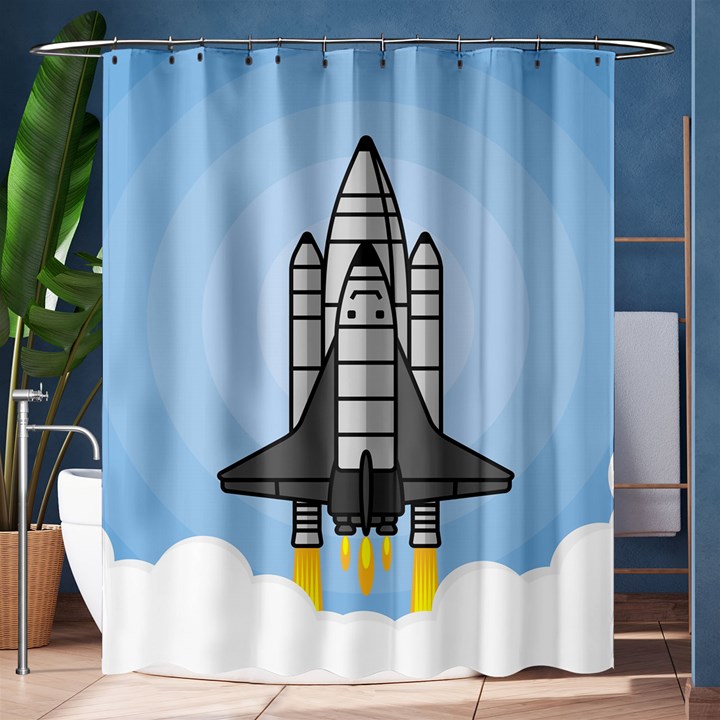 Rocket Shuttle Spaceship Science Shower Curtain 60  x 72  (Medium) 