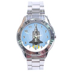 Rocket Shuttle Spaceship Science Stainless Steel Analogue Watch by Wegoenart