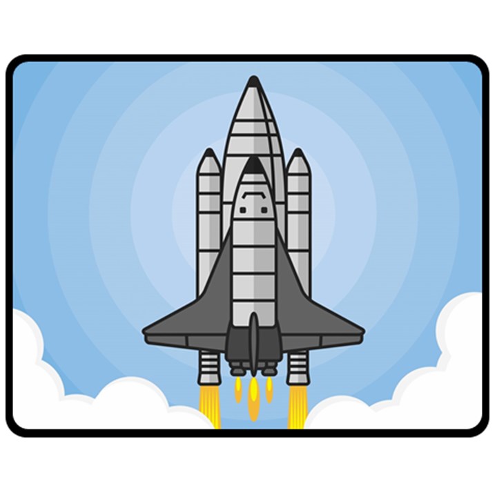 Rocket Shuttle Spaceship Science Double Sided Fleece Blanket (Medium) 