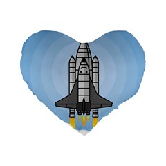 Rocket Shuttle Spaceship Science Standard 16  Premium Flano Heart Shape Cushions