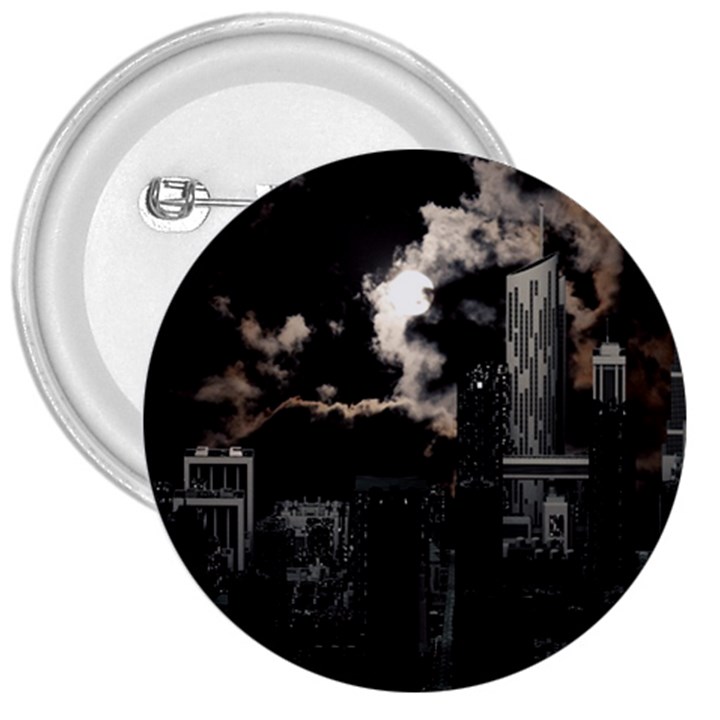 City Night Moon Skyline Skyscraper 3  Buttons