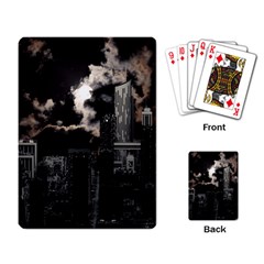 City Night Moon Skyline Skyscraper Playing Cards Single Design (rectangle) by Wegoenart