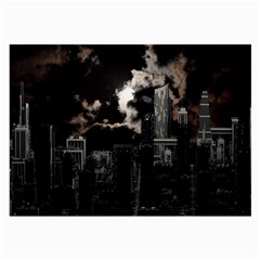 City Night Moon Skyline Skyscraper Large Glasses Cloth (2 Sides) by Wegoenart