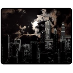 City Night Moon Skyline Skyscraper Fleece Blanket (medium)  by Wegoenart