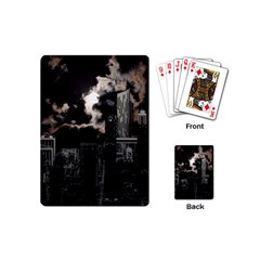 City Night Moon Skyline Skyscraper Playing Cards Single Design (mini) by Wegoenart