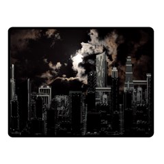 City Night Moon Skyline Skyscraper Double Sided Fleece Blanket (small) 