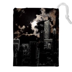 City Night Moon Skyline Skyscraper Drawstring Pouch (5xl) by Wegoenart