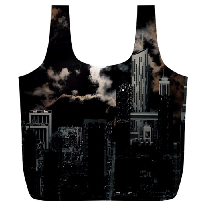 City Night Moon Skyline Skyscraper Full Print Recycle Bag (XXL)