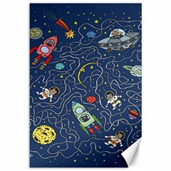 Cat Cosmos Cosmonaut Rocket Canvas 12  X 18  by Wegoenart