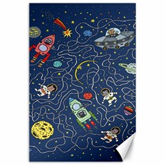 Cat Cosmos Cosmonaut Rocket Canvas 24  X 36  by Wegoenart