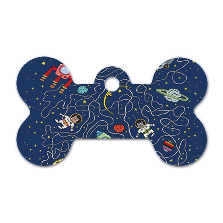 Cat Cosmos Cosmonaut Rocket Dog Tag Bone (Two Sides)