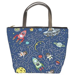 Cat Cosmos Cosmonaut Rocket Bucket Bag by Wegoenart