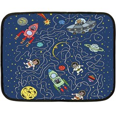 Cat Cosmos Cosmonaut Rocket Fleece Blanket (mini) by Wegoenart