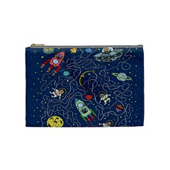 Cat Cosmos Cosmonaut Rocket Cosmetic Bag (medium)