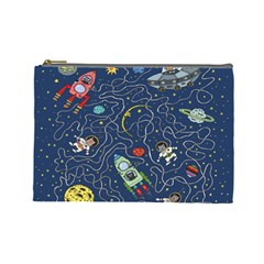 Cat Cosmos Cosmonaut Rocket Cosmetic Bag (large)