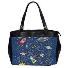 Cat Cosmos Cosmonaut Rocket Oversize Office Handbag (2 Sides) by Wegoenart