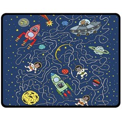 Cat Cosmos Cosmonaut Rocket Fleece Blanket (medium)  by Wegoenart