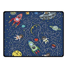 Cat Cosmos Cosmonaut Rocket Fleece Blanket (small) by Wegoenart