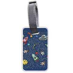 Cat Cosmos Cosmonaut Rocket Luggage Tag (one Side) by Wegoenart